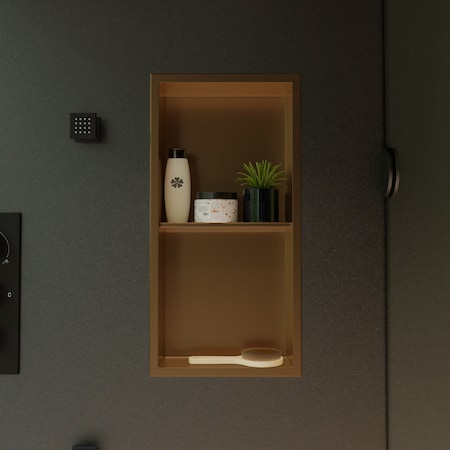 Alfi Brand 12" x 24" Brushed Gold PVD Stainless Steel Vertical Double Shelf Shower Niche ABNP1224-BG